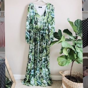 Nine West Palm Maxi Dress Green Size 14 EUC